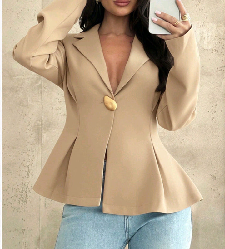 Damen Peplum-Blazer mit ausgefallenen Knopfdetails Drune