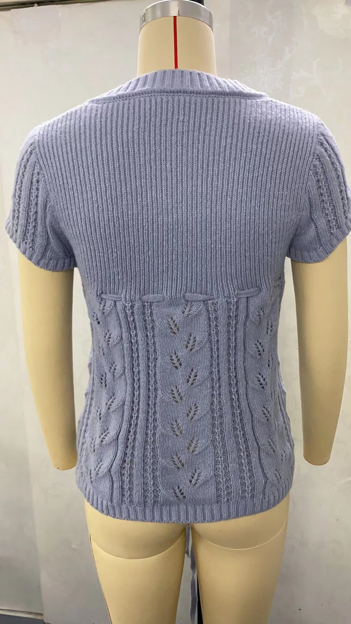 Damen Strickoberteil mit dekorativem Bindegürtel und Eingrifftaschen Drune