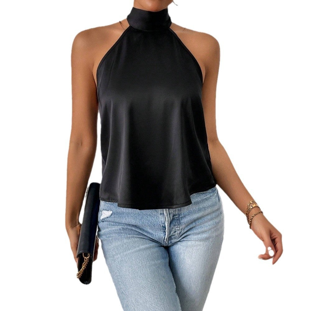 Damen elegantes Haltertop mit seidigem Finish Drune