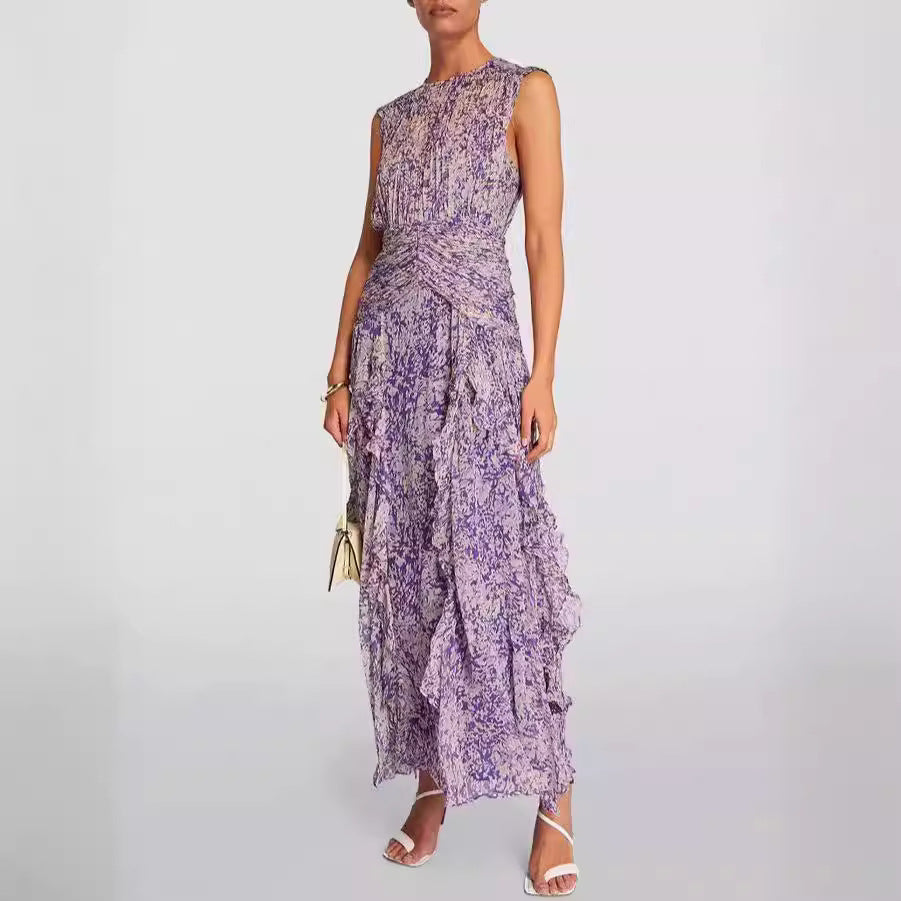 Damen Wickel-Maxikleid mit Rüschendetails und floralem Muster Drune