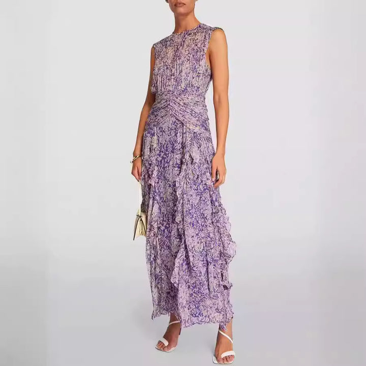 Damen Wickel-Maxikleid mit Rüschendetails und floralem Muster Drune