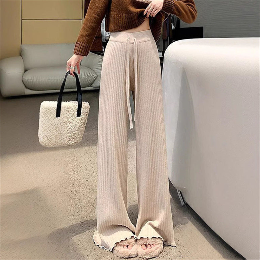 Damen Fließende Strickhose mit weichem Material und elegantem Saum Drune