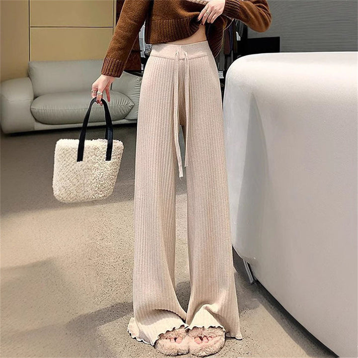 Damen Fließende Strickhose mit weichem Material und elegantem Saum Drune