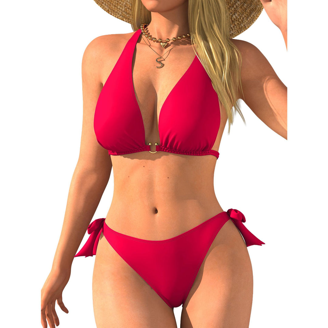 Damen Triangel-Bikini mit Rückenband und sinnlichem V-Ausschnitt Drune
