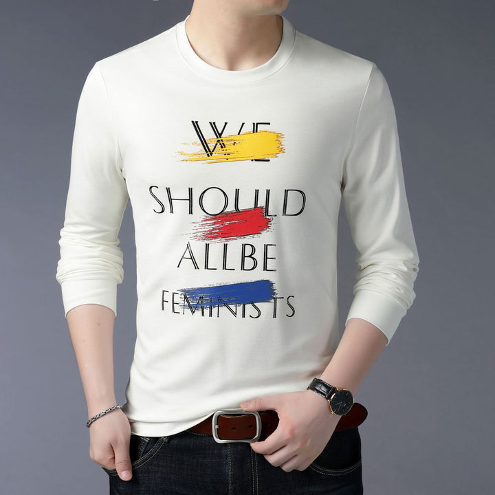 Herren Langarmshirt mit kreativem Slogan und weichem Baumwollmaterial Drune