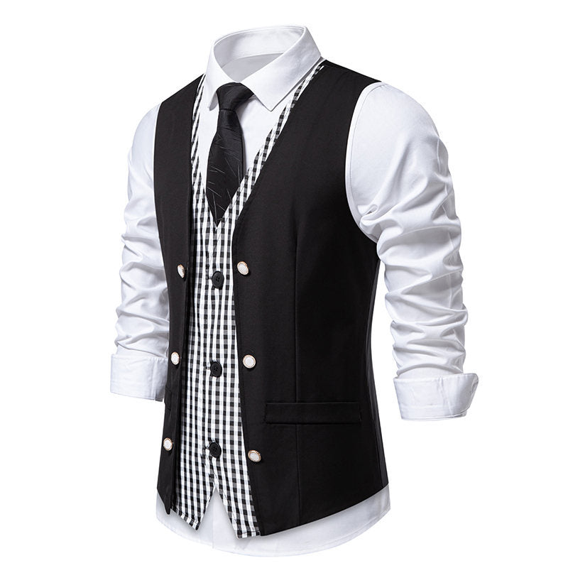 Herren elegante Anzugweste mit kontrastierendem Innenmuster Drune