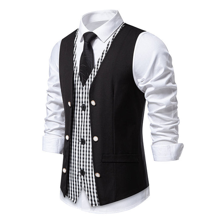 Herren elegante Anzugweste mit kontrastierendem Innenmuster Drune