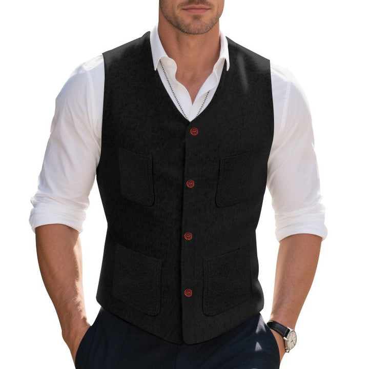 Herren Weste mit funktionalen Taschen und eleganten Knopfdetails Drune