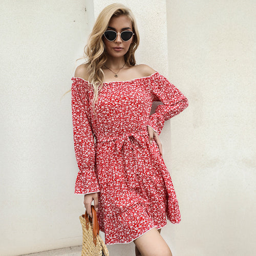 Damen lässiges Sommerkleid mit Rüschendetails und elastischem Taillengürtel Drune
