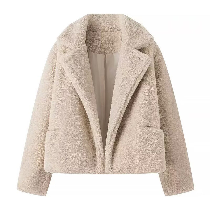 Damen Kuschelige Fleecejacke mit elegantem Revers und praktischen Taschen Drune