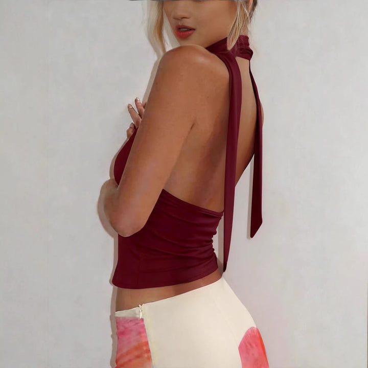 Damen Neckholder-Top mit tiefem Ausschnitt und Raffung Drune