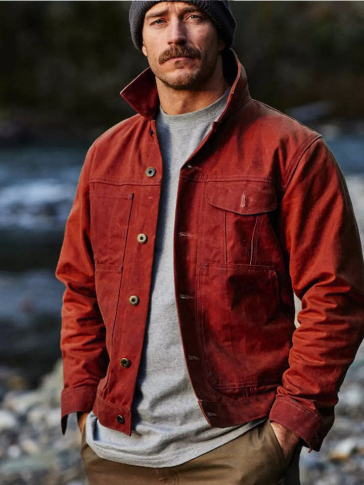 Herren leichte Utility-Jacke mit praktischen Taschen und stylischem Stehkragen Drune