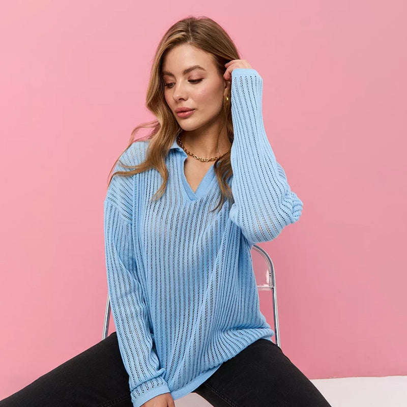 Damen Pullover mit modernem Schnitt und V-Ausschnitt Drune