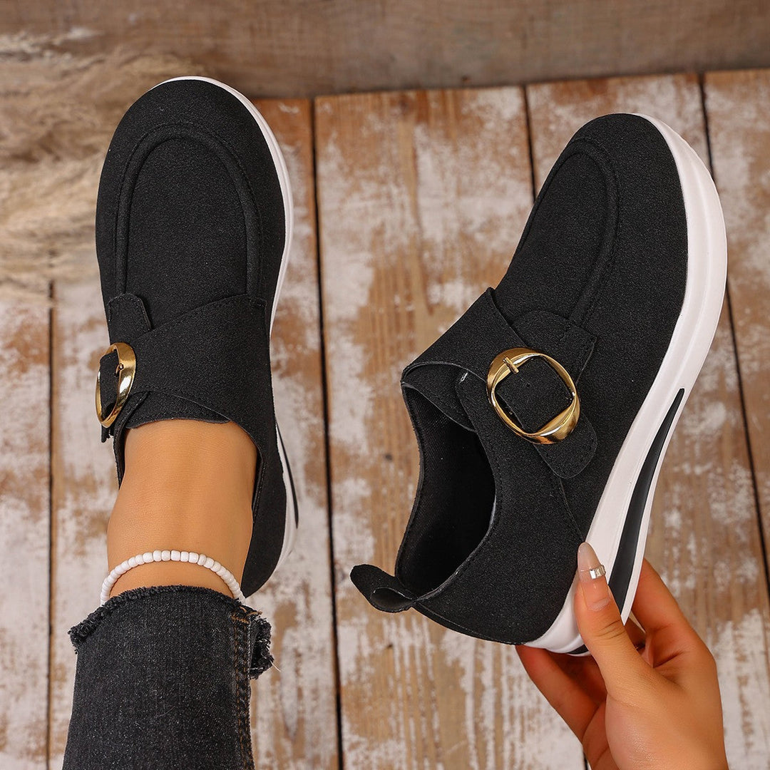 Damen Sneaker mit modischem Schnallenverschluss und bequemer Sohle Drune