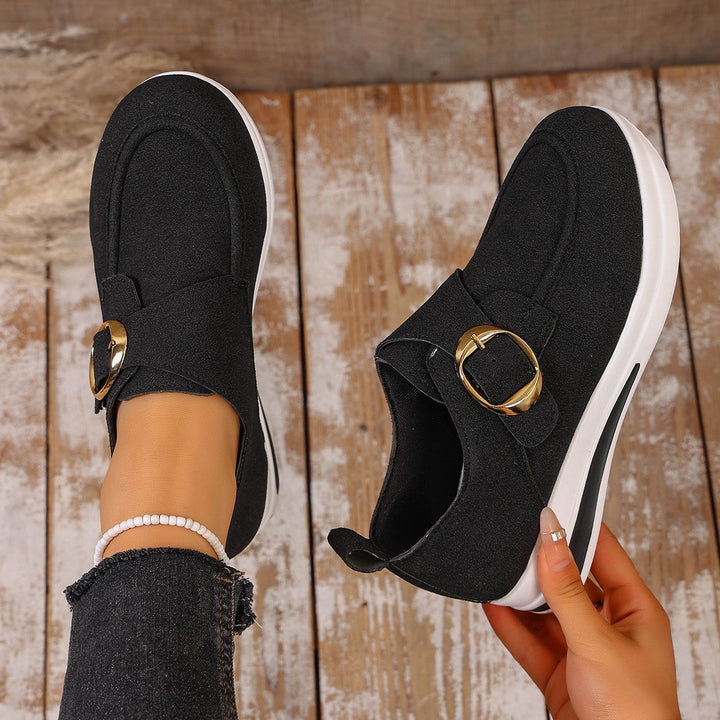 Damen Sneaker mit modischem Schnallenverschluss und bequemer Sohle Drune