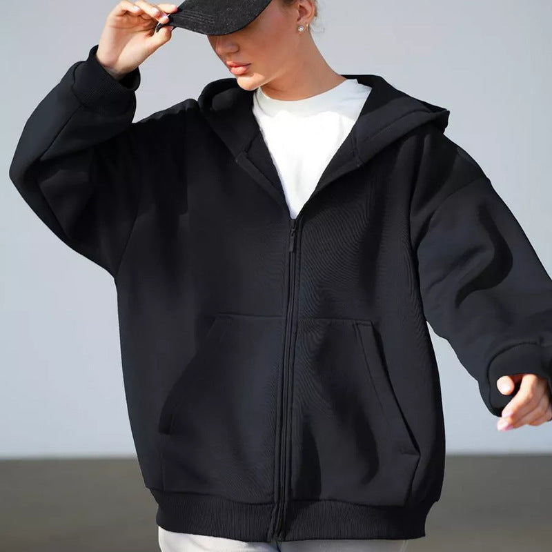 Damen Oversized Kapuzenjacke aus weichem Fleece Drune
