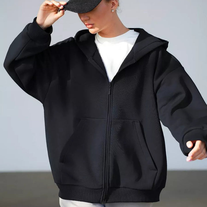Damen Oversized Kapuzenjacke aus weichem Fleece Drune