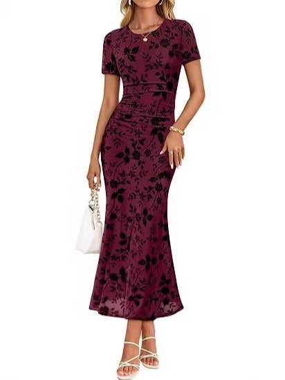Damen Maxikleid mit floralen Stickereien Drune