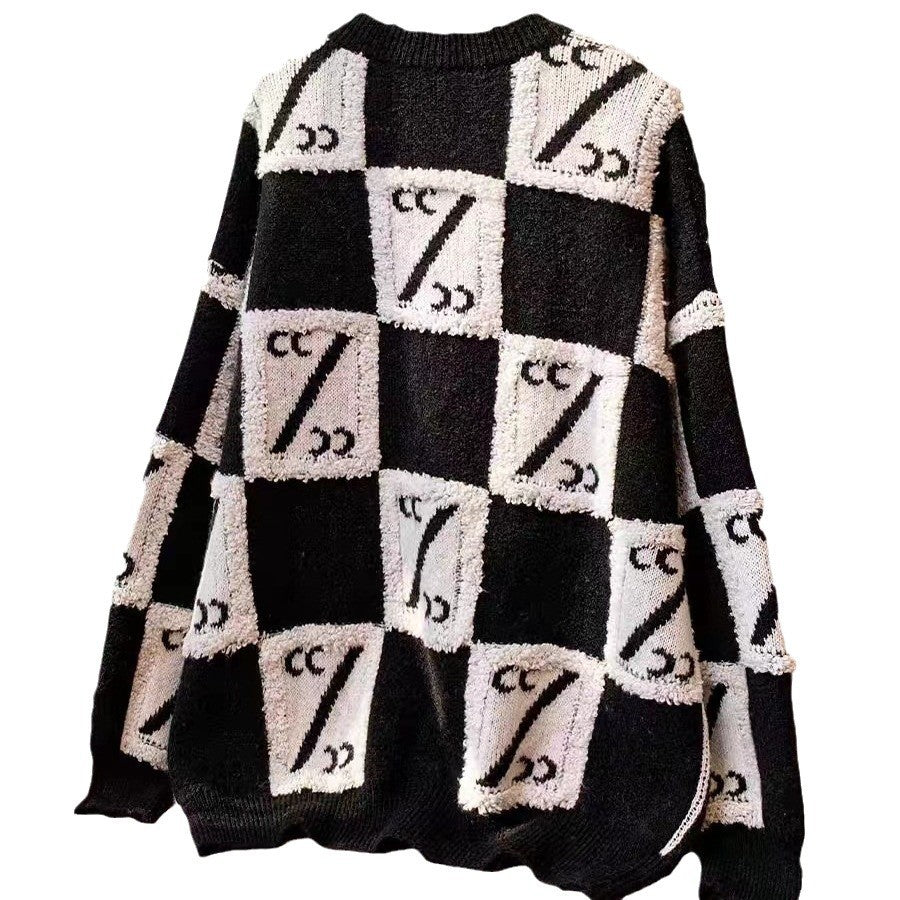 Damen Großer Oversized Pullover mit grafischem Design Drune