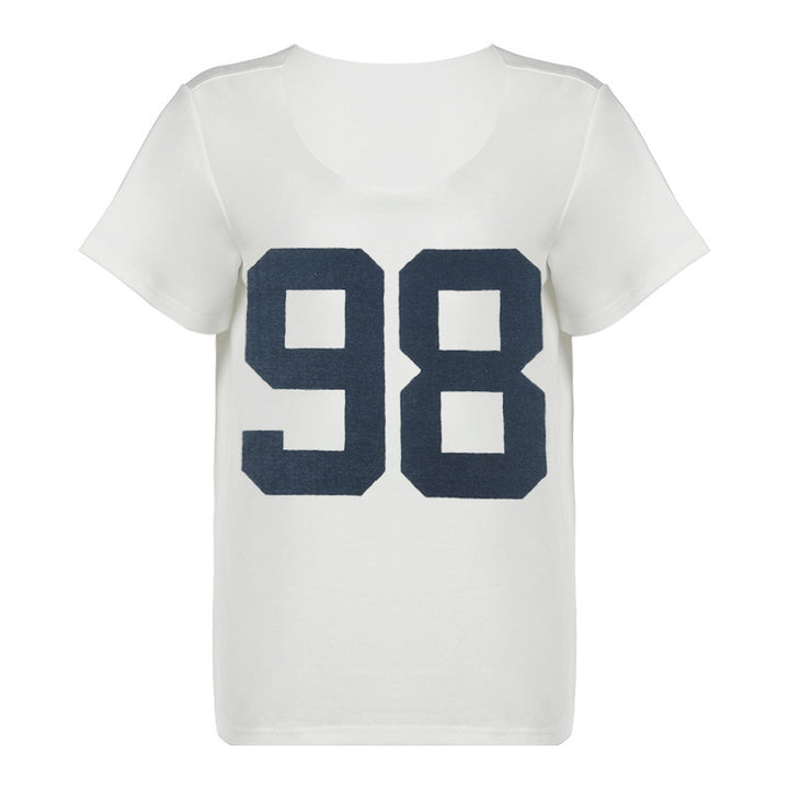 Damen Sportliches V-Ausschnitt T-Shirt mit angesagtem Print Drune
