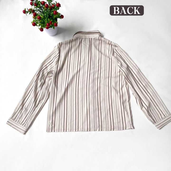 Damen Langarm-Bluse mit feinen Streifen und klassischem Kragen Drune