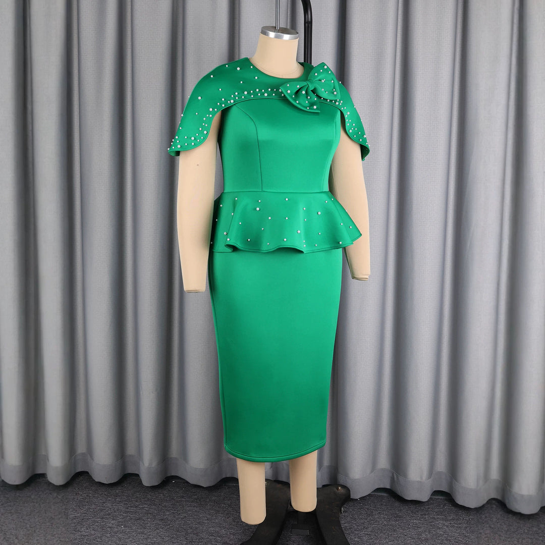 Damen Figurbetontes Peplum Kleid mit dekorativer Kapuze Drune