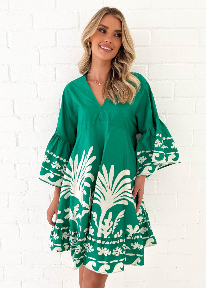 Damen Freizeitkleid mit voluminösen Ärmeln und strukturierten Rüschendetails Drune