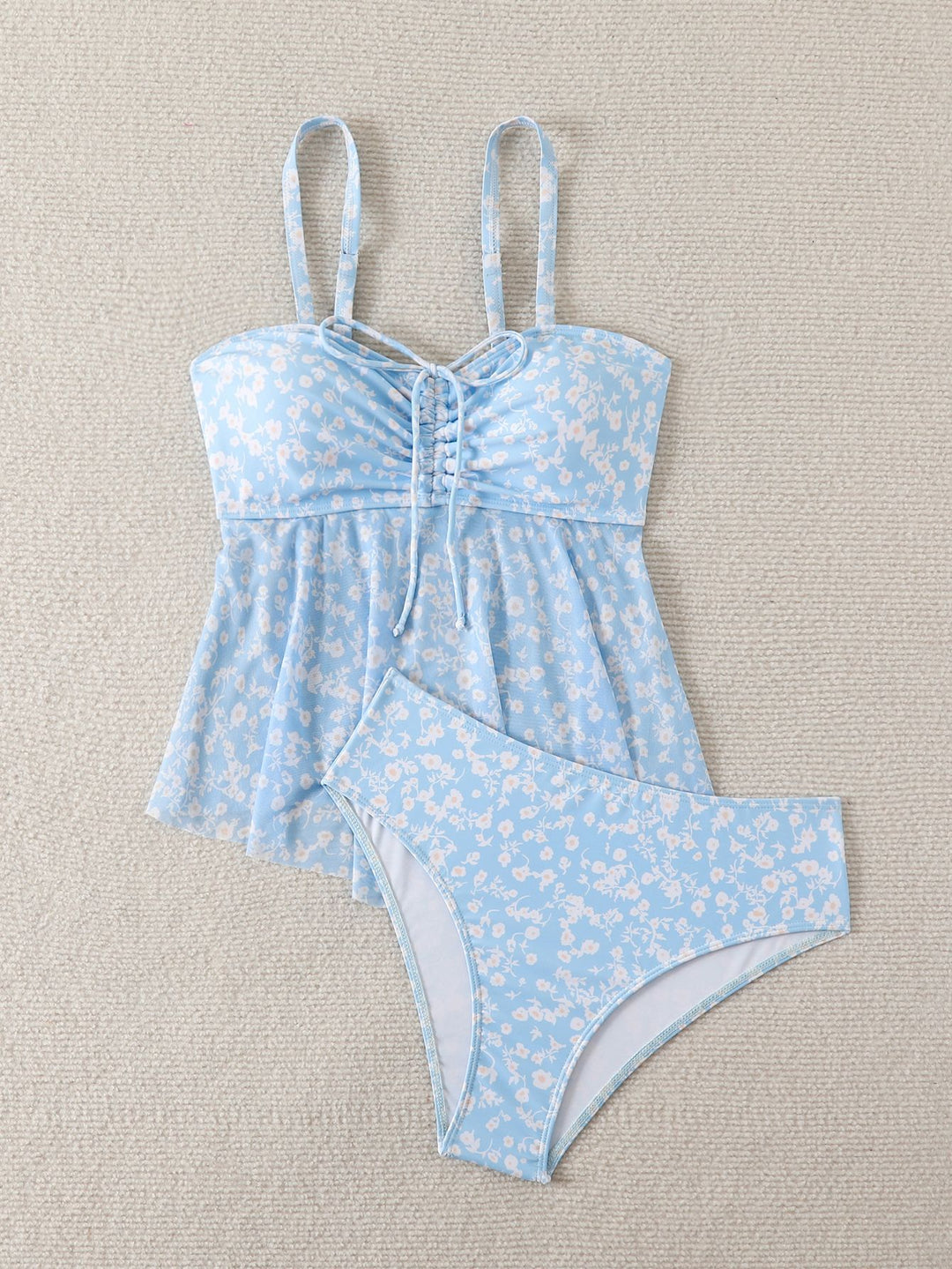 Damen leicht taillierter Tankini mit floralem Muster Drune