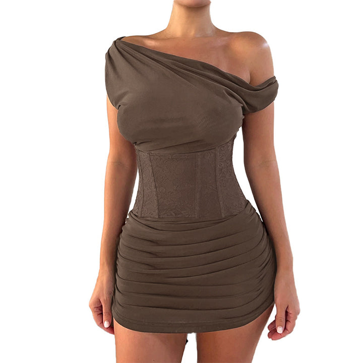 Damen Wickelkleid mit figurformendem Schnitt und asymmetrischen Details Drune