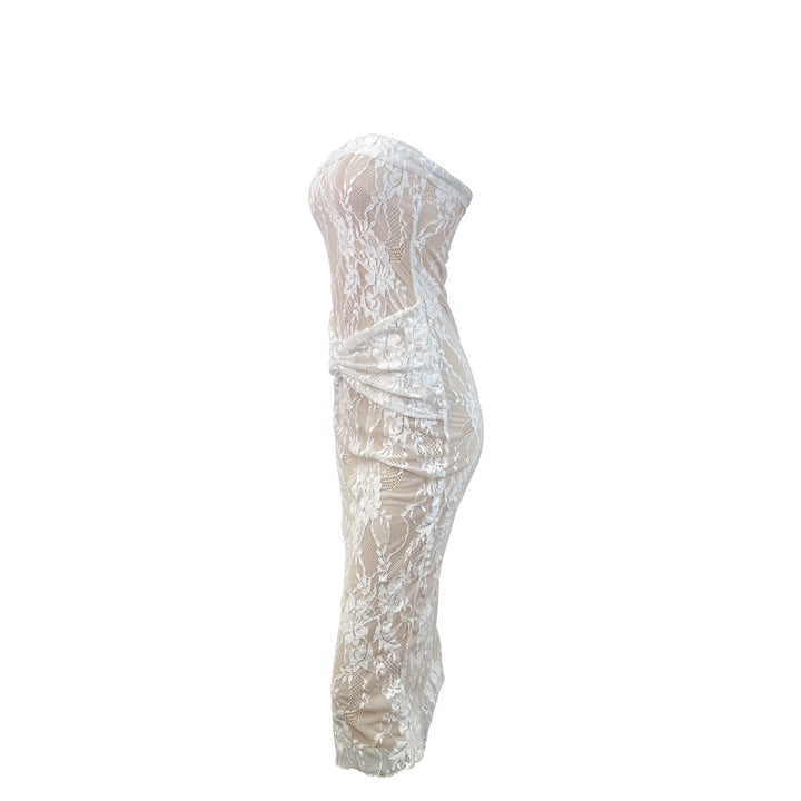 Damen Spitzenkleid mit figurformendem Design und elegantem Knotendetail Drune