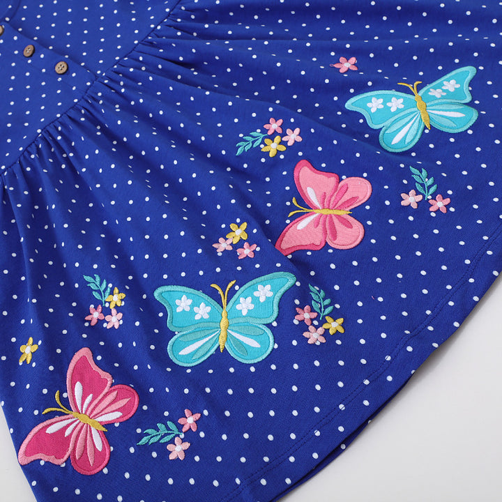 Mädchen Freizeitkleid mit floralen und Schmetterlingsapplikationen Drune