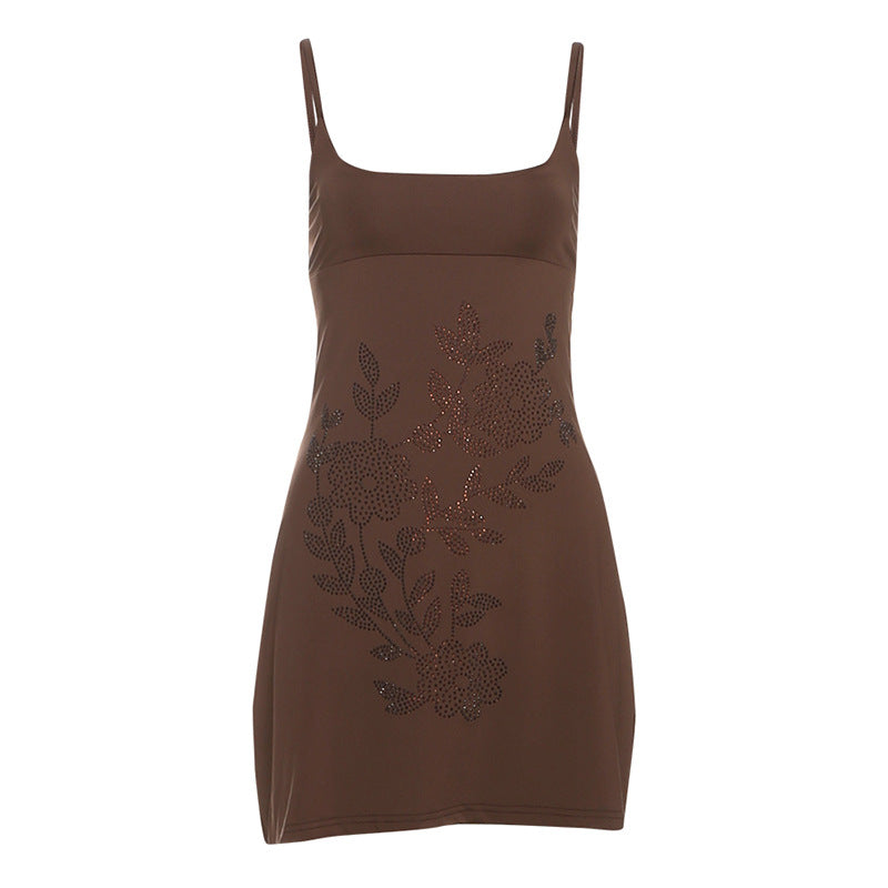 Damen Freizeitkleid mit floralen Strass-Details Drune