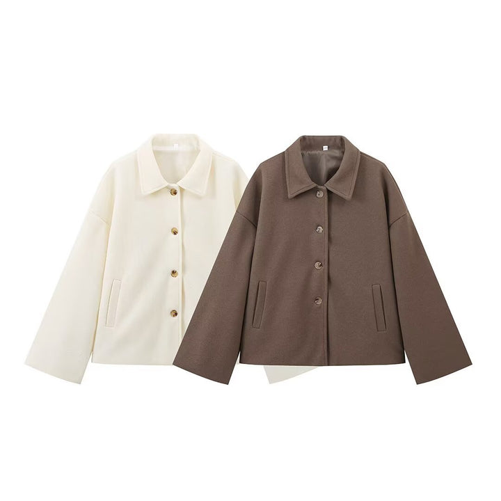 Damen modische Oversized-Winterjacke mit Knopfleiste und praktischen Taschen Drune