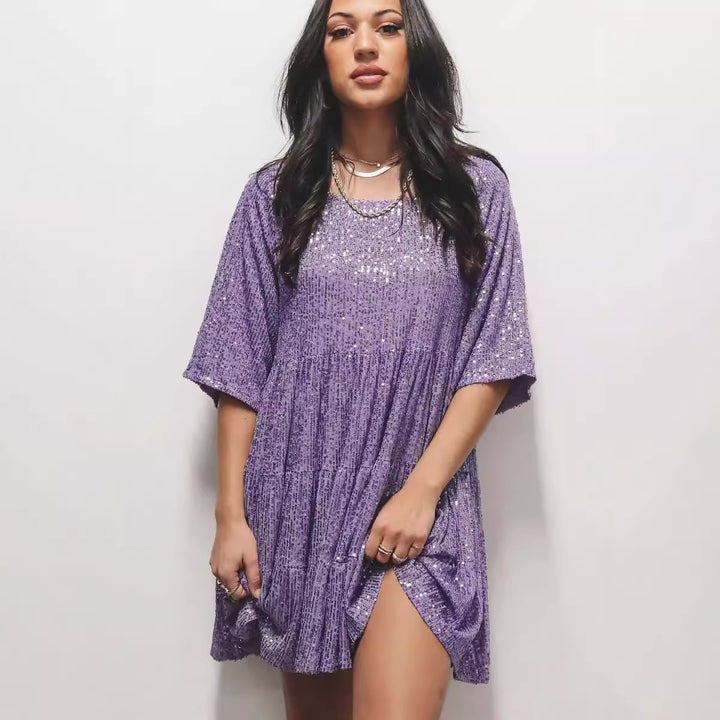 Damen Glitzerndes Kurzkleid Drune