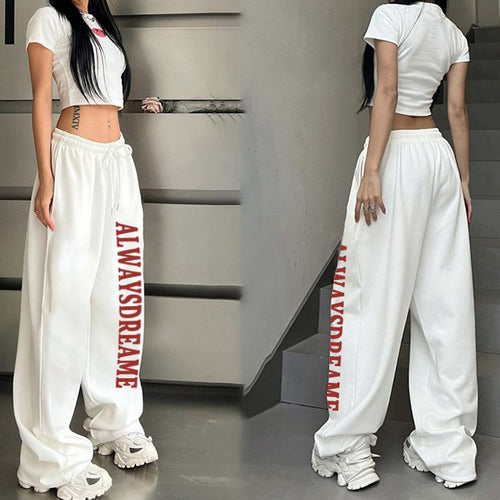 Damen lässige Sweatpants mit motivierendem Schriftzug und elastischem Bund Drune