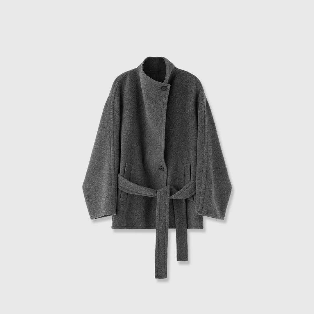 Damen eleganter Oversized-Mantel mit Bindegürtel Drune