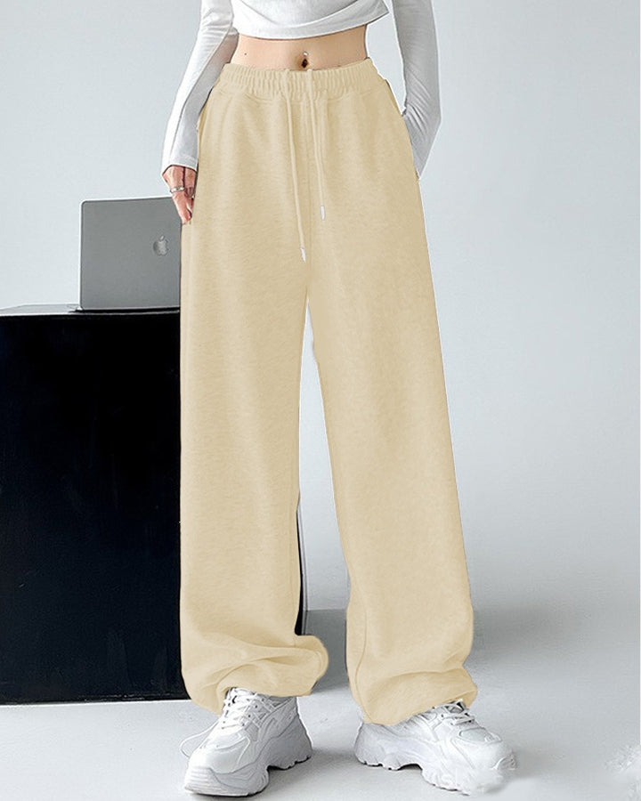 Damen nan extraweite Palazzo-Sweathose mit hohem Komfortbund, seitlichen Eingrifftaschen, Schlitz am Saum und Kordelzug Drune