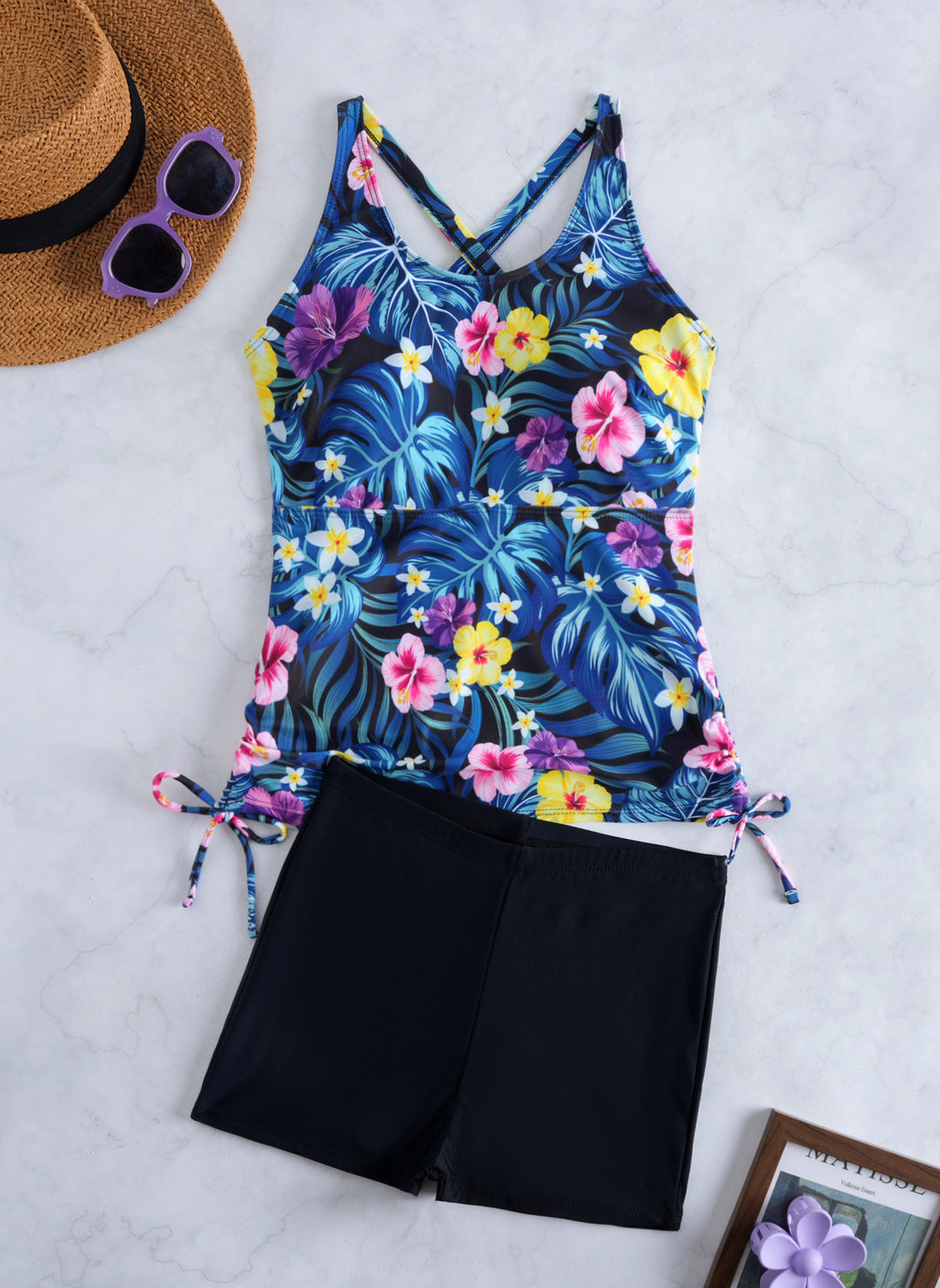 Damen Tankini-Set mit modischem Blumendesign und bequemen Shorts Drune