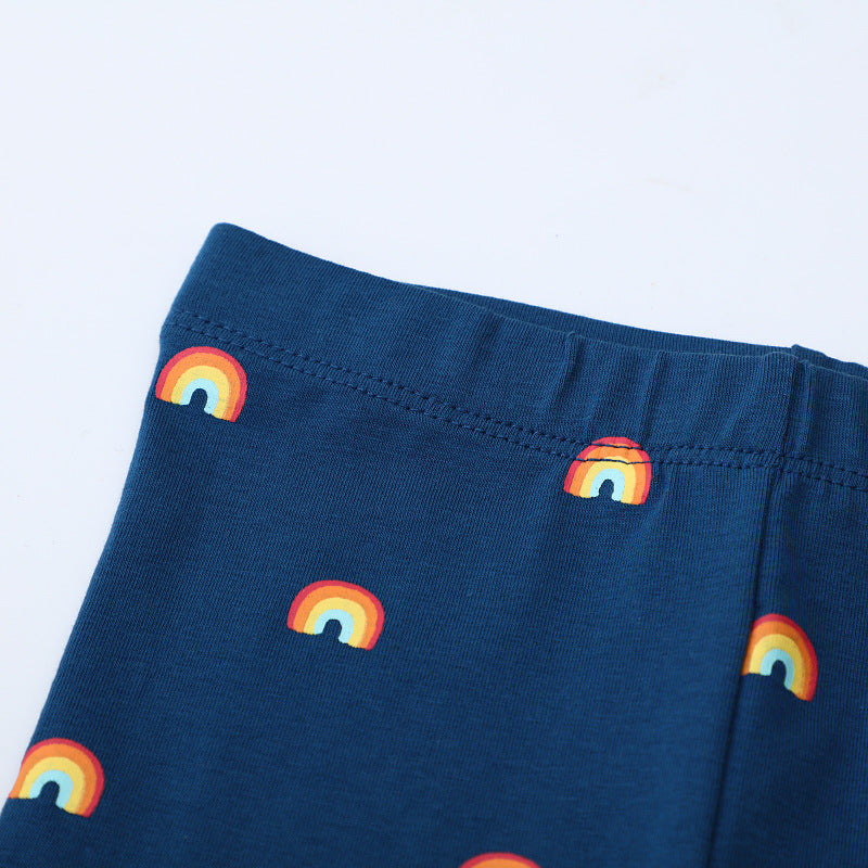 Mädchen Leggings mit buntem Regenbogenmotiv Drune