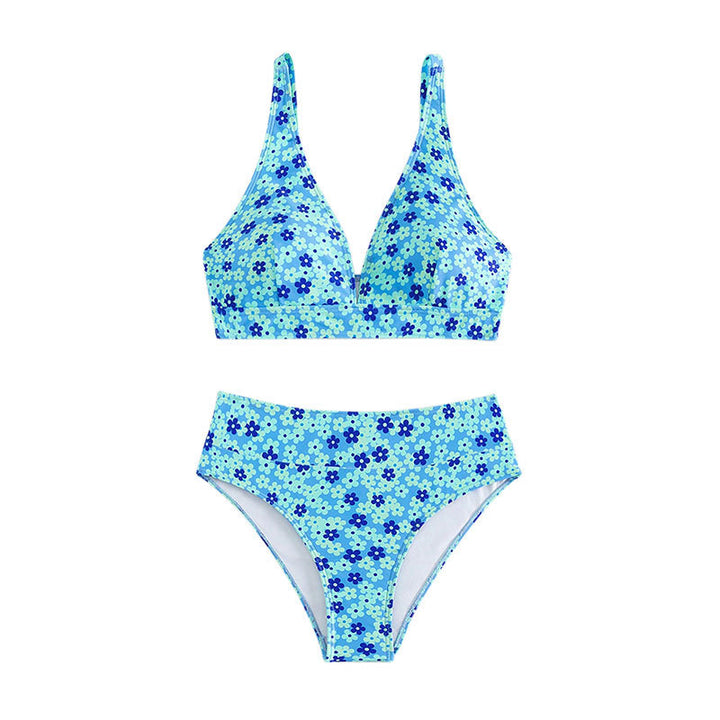Damen Zweiteiliges Bikini-Set mit floralem Design und hoch geschnittenem Slip Drune