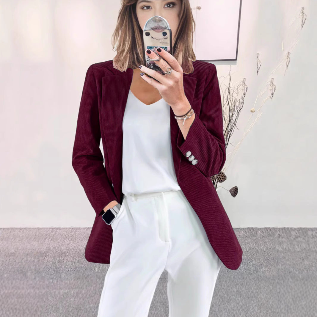 Damen Hochwertiger Cordblazer mit schmalem Schnitt und eleganten Details Drune