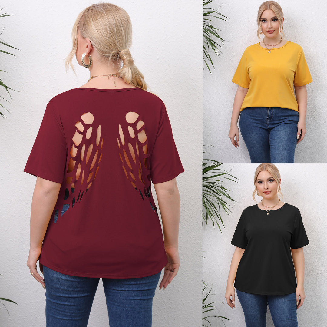 Damen angesagtes T-Shirt mit kreativen Ausschnitten Drune