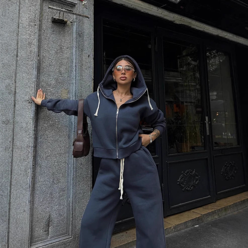 Damen lässiger Relaxed-Streetwear Anzug Drune