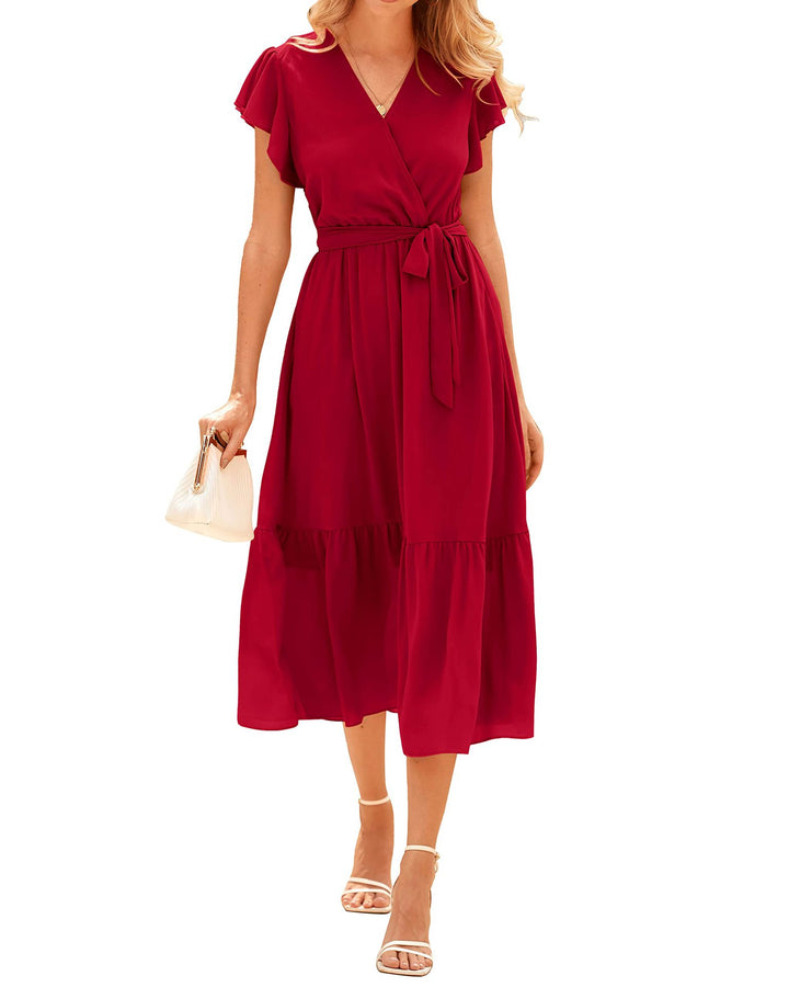 Damen Wickelkleid mit voluminösen Ärmeln Drune