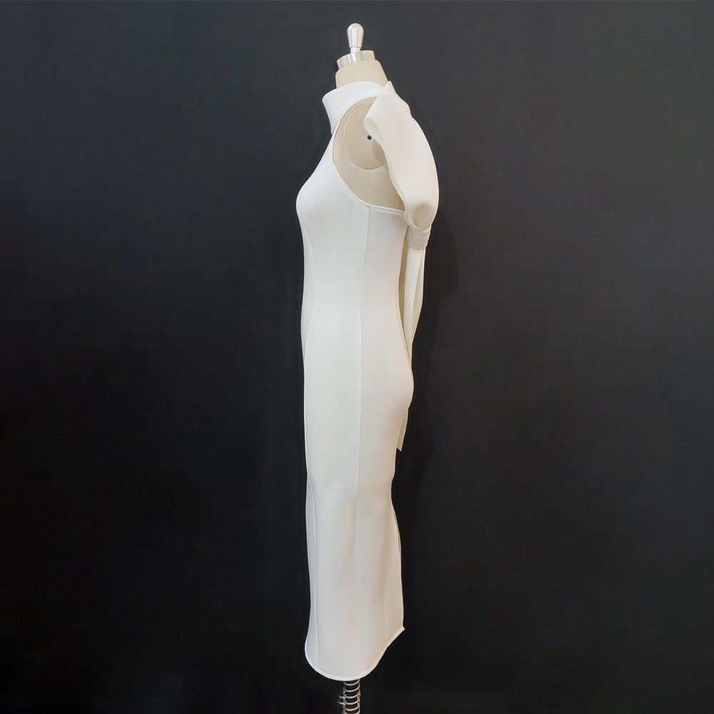 Damen Elegantes Etuikleid mit asymmetrischem Design und schwingendem Detail Drune