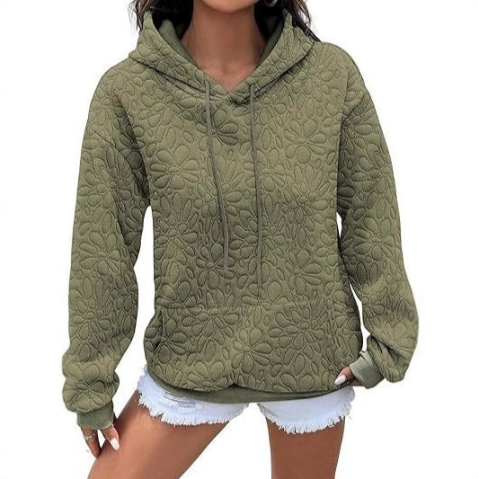 Damen modischer Sweatshirt mit strukturiertem Blumenmuster Drune