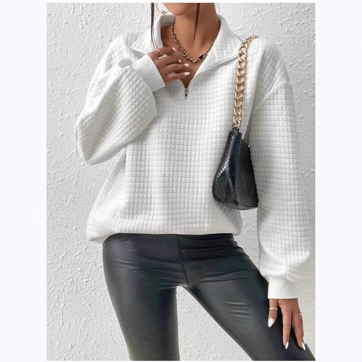 Damen Sweatshirt mit strukturiertem Stoff und Reißverschluss Drune