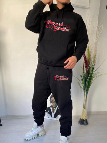 Herren Hoodie und Jogginghose Set mit kreativem Druckmotiv Drune