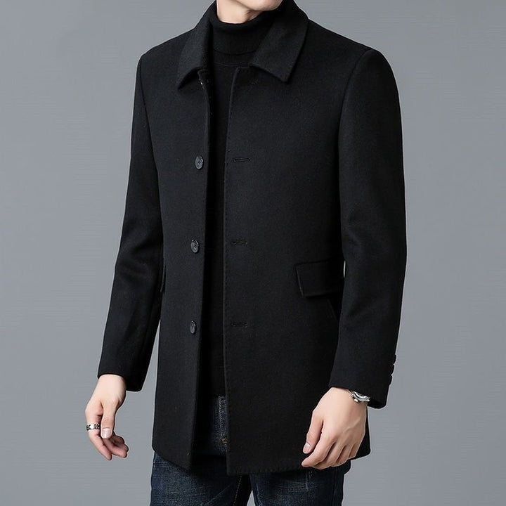 Herren eleganter Wollmantel mit klassischem Revers und Taschen Drune