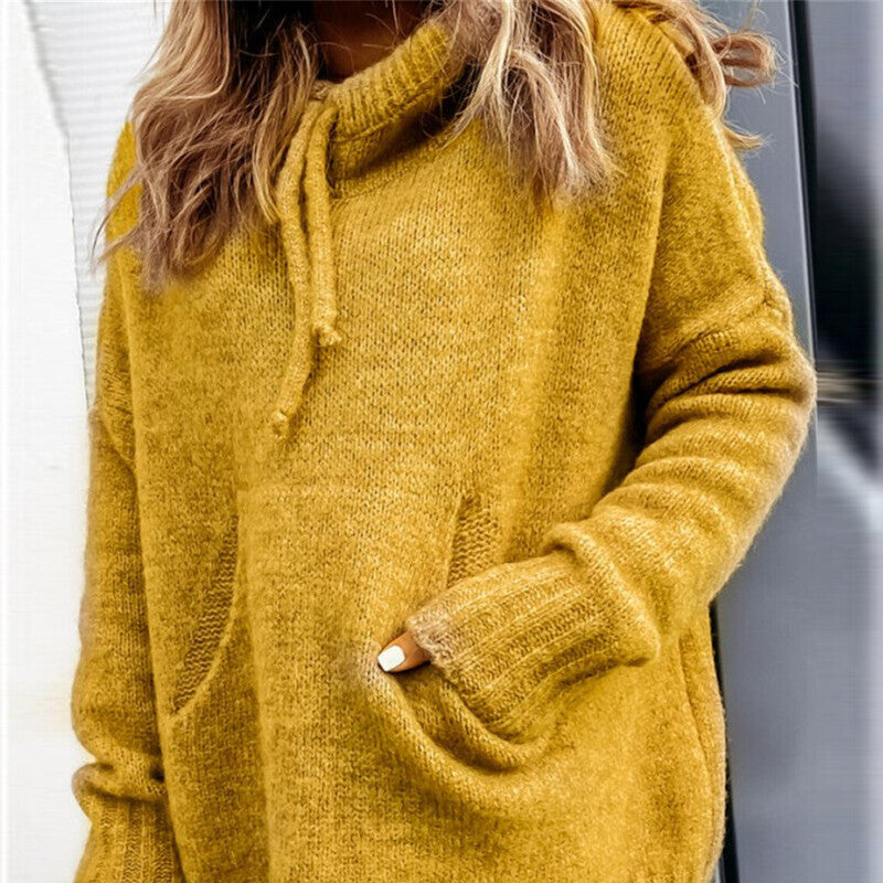 Damen Sweatshirt mit Kapuze und Kängurutasche Drune